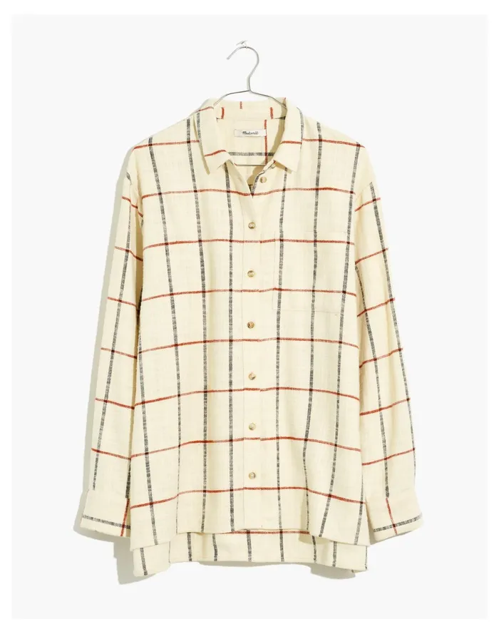 Women Flannel Oversized Ex Boyfriend Shirt In Windowpane Rusty Torch Madewell Tops and Shirts Women Flannel Oversized Ex Boyfriend Shirt In Windowpane Rusty Torch Madewell Tops and Shirts