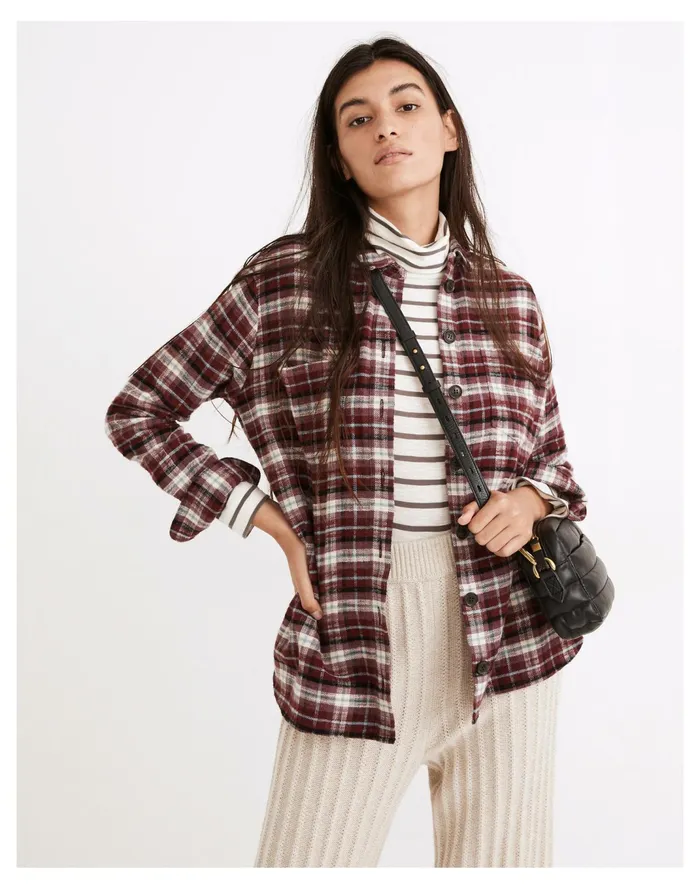 Women Flannel Sunday Shirt In Mahaska Plaid Dusty Burgundy Madewell Tops and Shirts Women Flannel Sunday Shirt In Mahaska Plaid Dusty Burgundy Madewell Tops and Shirts