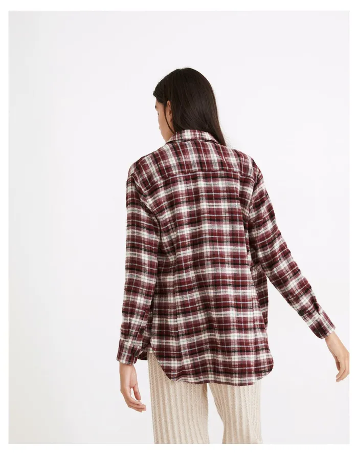 Women Flannel Sunday Shirt In Mahaska Plaid Dusty Burgundy Madewell Tops and Shirts Women Flannel Sunday Shirt In Mahaska Plaid Dusty Burgundy Madewell Tops and Shirts