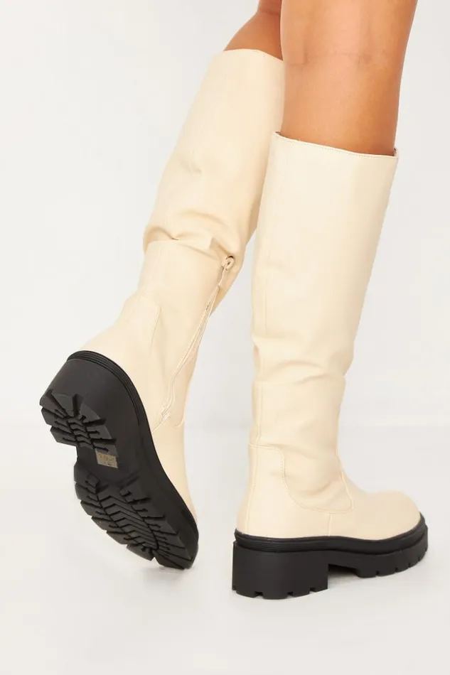 Women Flat Knee Boots In Beige With Black Sole Beige Brentiny Paris Ankle Boots 8211 Boots