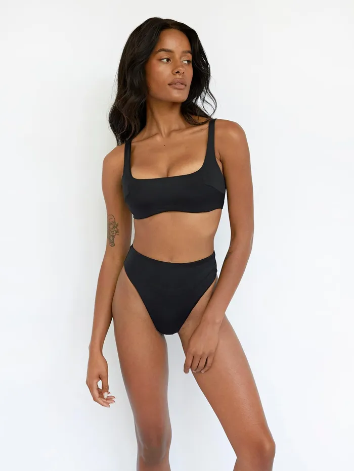 Women Form And Fold 8211 The Crop Bikini Top In Black The UNDONE Swimwear