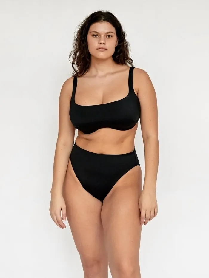 Women Form And Fold 8211 The Crop Bikini Top In Black The UNDONE Swimwear