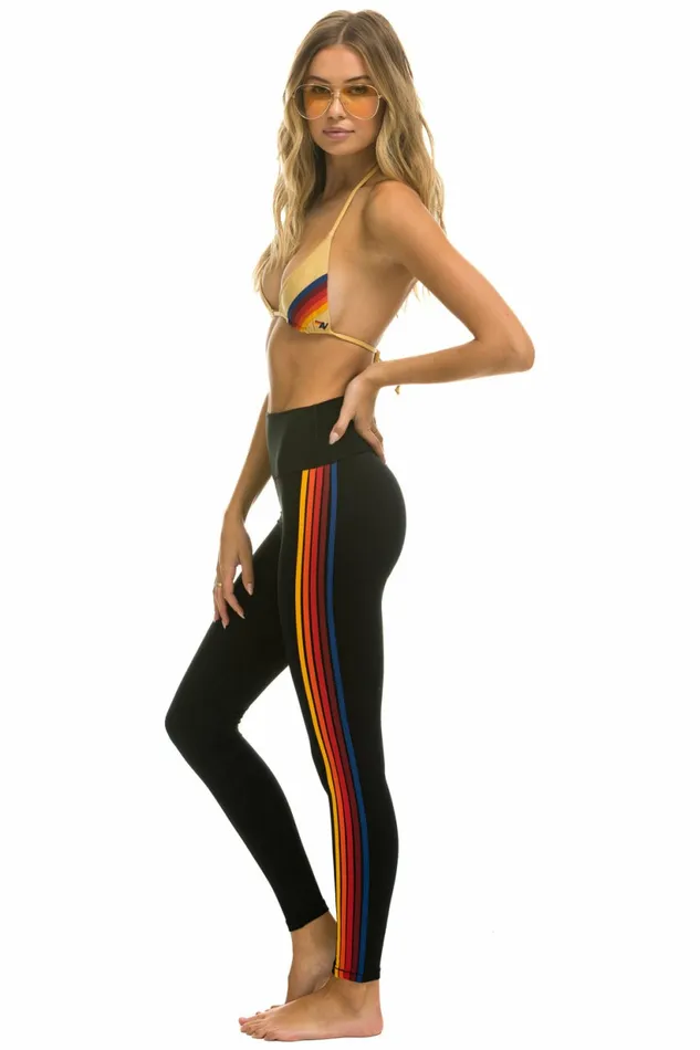 Women FULL LENGTH HIRISE 5 STRIPE LEGGINGS 8211 BLACK Aviator Nation Leggings