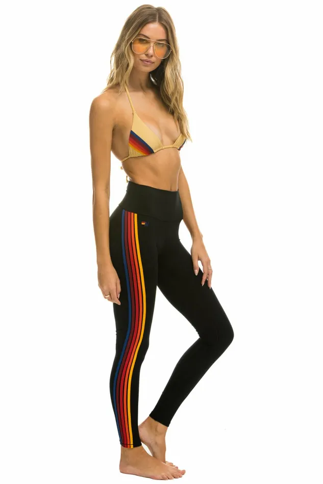 Women FULL LENGTH HIRISE 5 STRIPE LEGGINGS 8211 BLACK Aviator Nation Leggings Women FULL LENGTH HIRISE 5 STRIPE LEGGINGS 8211 BLACK Aviator Nation Leggings