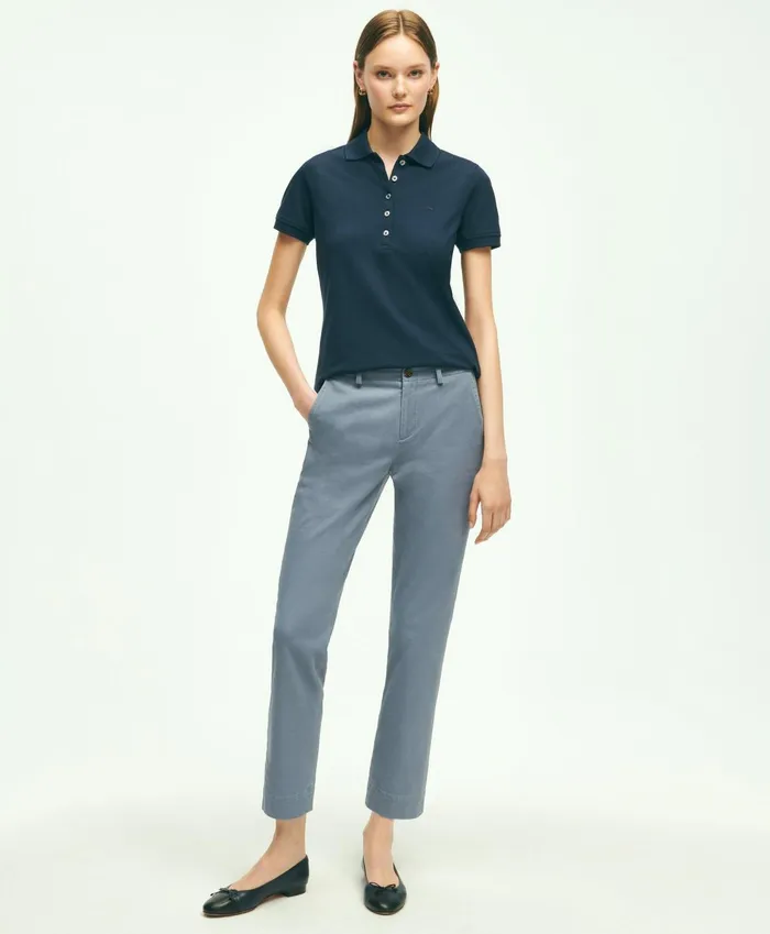 Women Garment Washed Stretch Cotton Chinos Blue Brooks Brothers Pants and Skirts