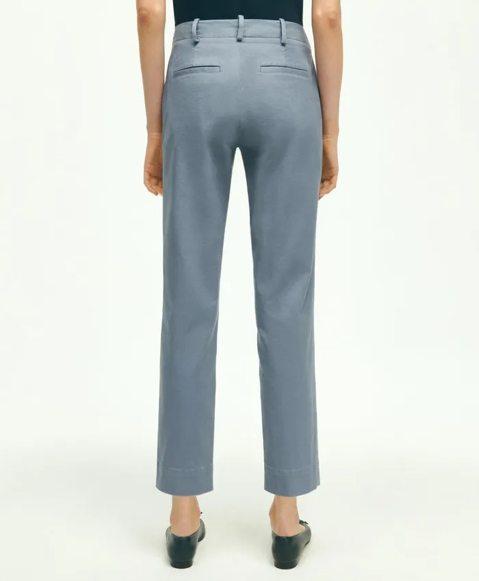 Women Garment Washed Stretch Cotton Chinos Blue Brooks Brothers Pants and Skirts