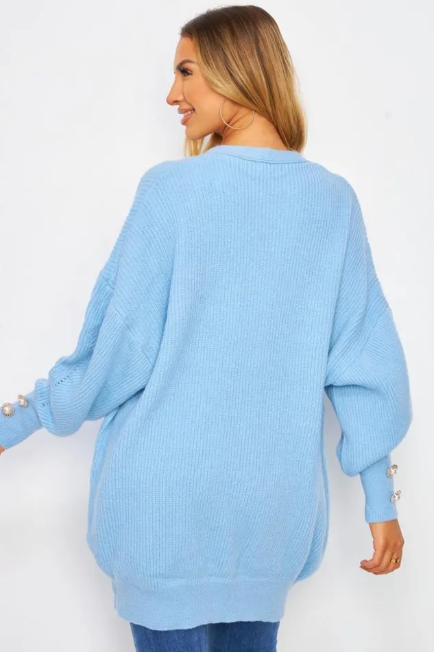 Women Gilet Bleu Avec Boutons Et Manches Ballons Blue Brentiny Paris Cardigans Women Gilet Bleu Avec Boutons Et Manches Ballons Blue Brentiny Paris Cardigans