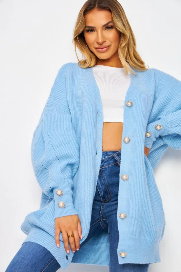 Women Gilet Bleu Avec Boutons Et Manches Ballons Blue Brentiny Paris Cardigans Women Gilet Bleu Avec Boutons Et Manches Ballons Blue Brentiny Paris Cardigans