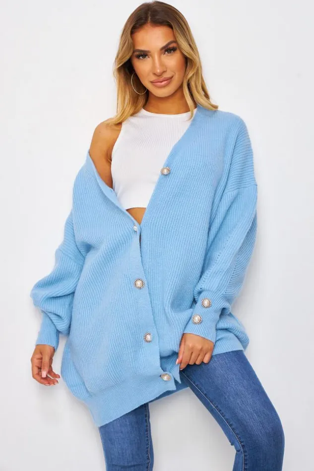 Women Gilet Bleu Avec Boutons Et Manches Ballons Blue Brentiny Paris Cardigans Women Gilet Bleu Avec Boutons Et Manches Ballons Blue Brentiny Paris Cardigans