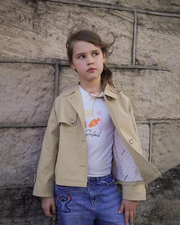 Women Girls Belle and Bloom Matilda Cropped Trench Coat 8211 Khaki