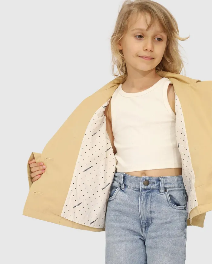 Women Girls Belle and Bloom Matilda Cropped Trench Coat 8211 Khaki