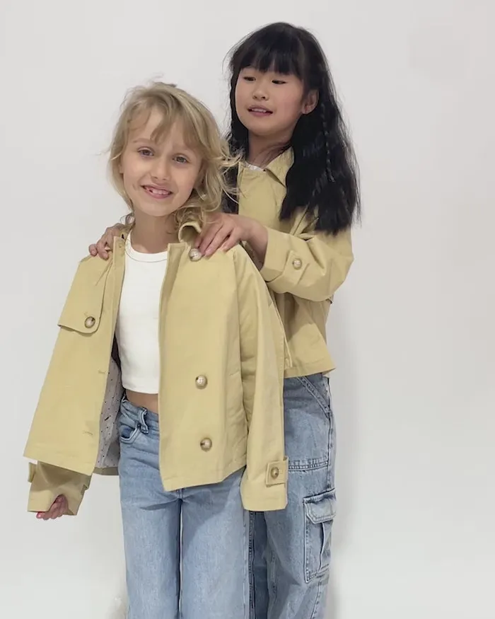 Women Girls Belle and Bloom Matilda Cropped Trench Coat 8211 Khaki