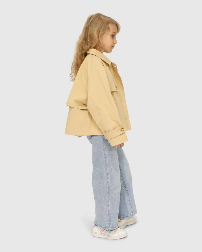 Women Girls Belle and Bloom Matilda Cropped Trench Coat 8211 Khaki