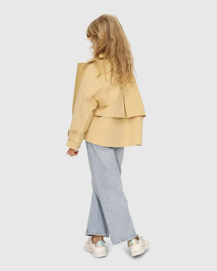 Women Girls Belle and Bloom Matilda Cropped Trench Coat 8211 Khaki