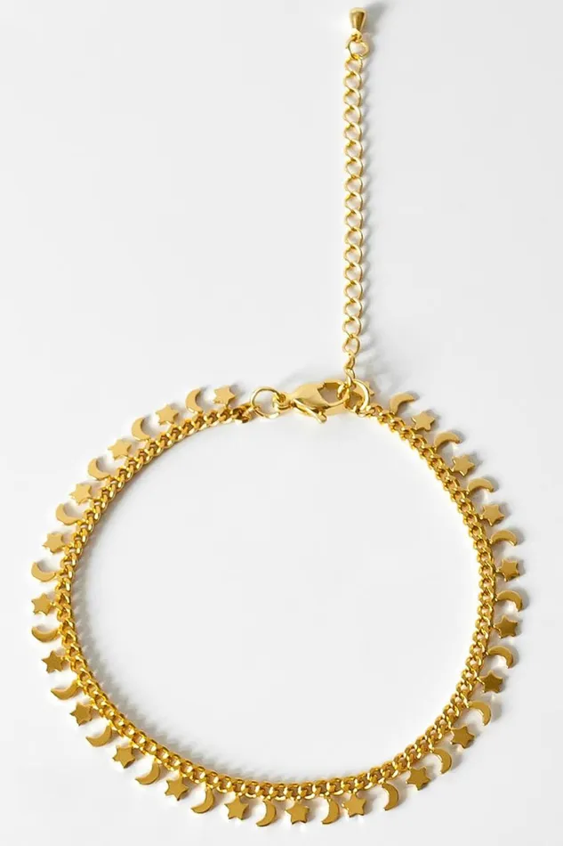 Women Gold Moon Bracelet Roman Jewellery