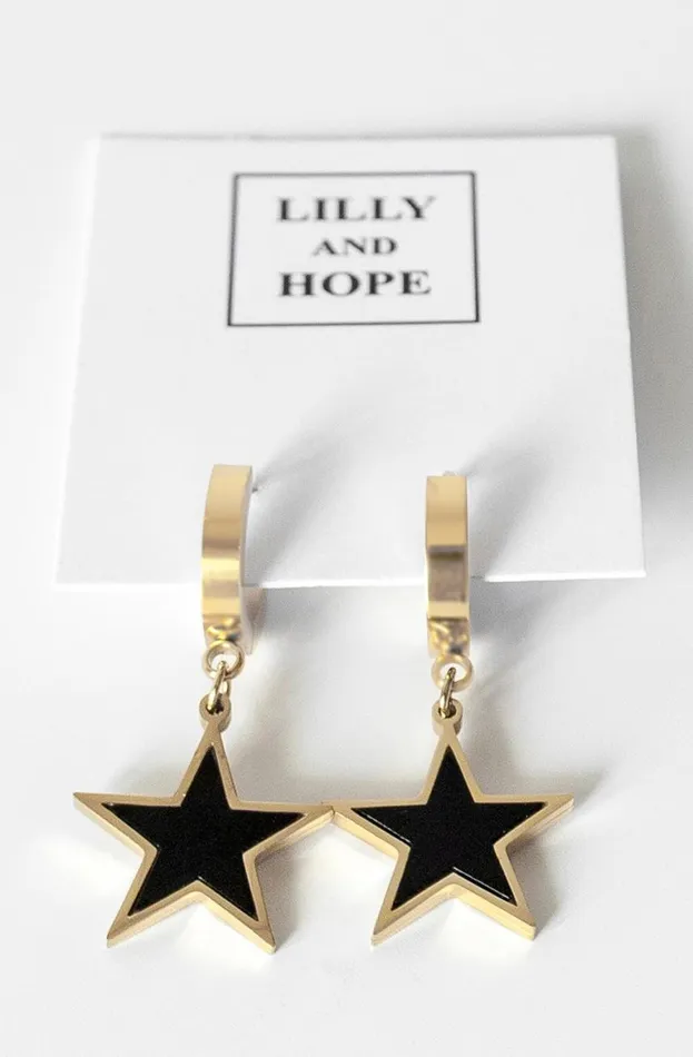 Women Gold Star Drop Earring Roman Jewellery