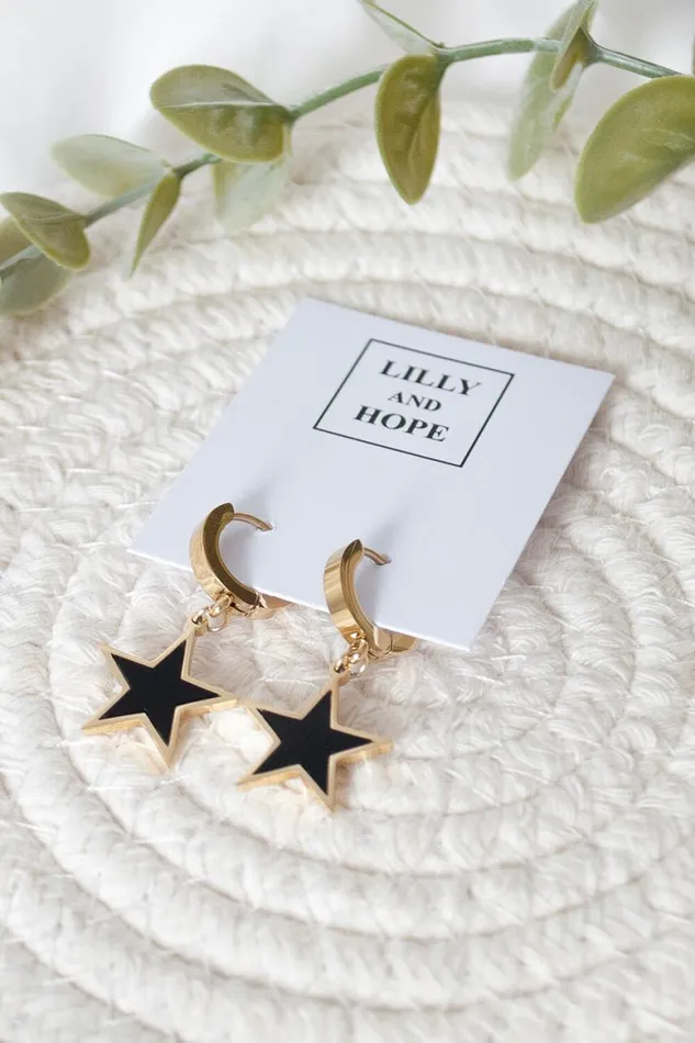 Women Gold Star Drop Earring Roman Jewellery
