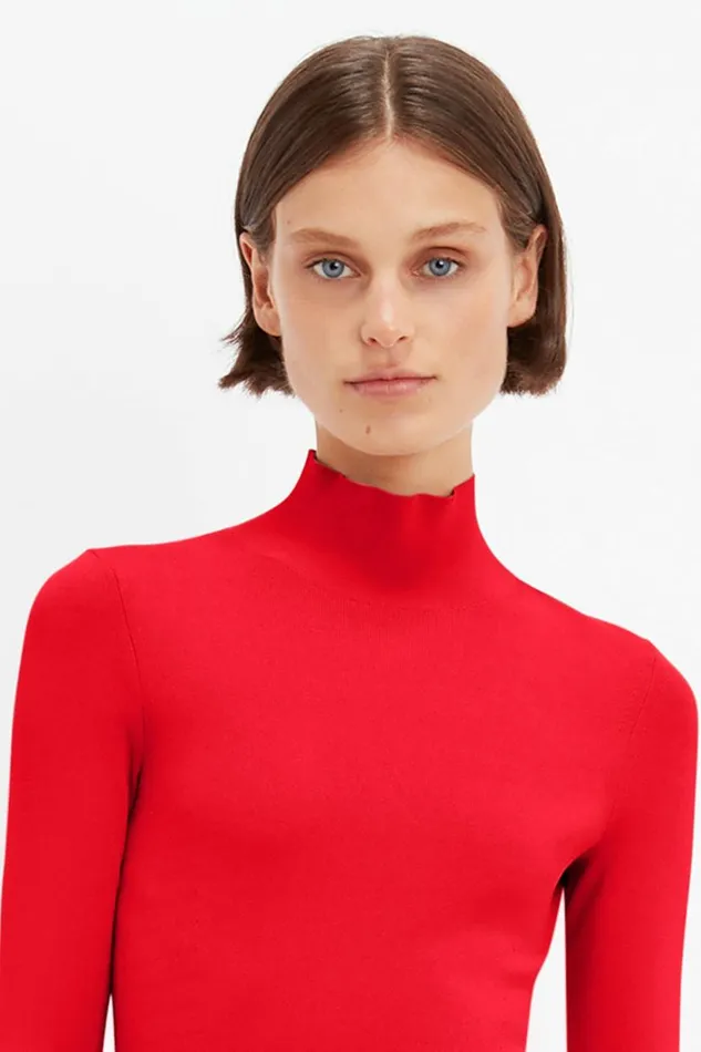 Women Gowns Victoria Beckham Polo Neck Knitted Gown In Red