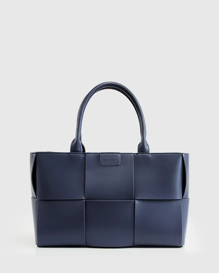 Women Handbags Belle and Bloom Long Way Home Woven Tote 8211 Navy