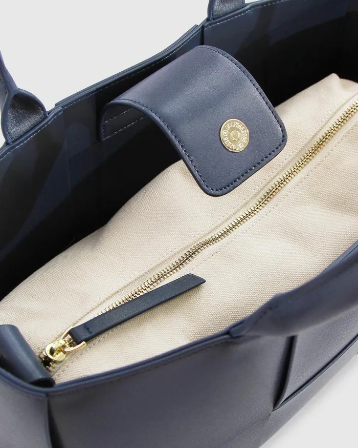 Women Handbags Belle and Bloom Long Way Home Woven Tote 8211 Navy