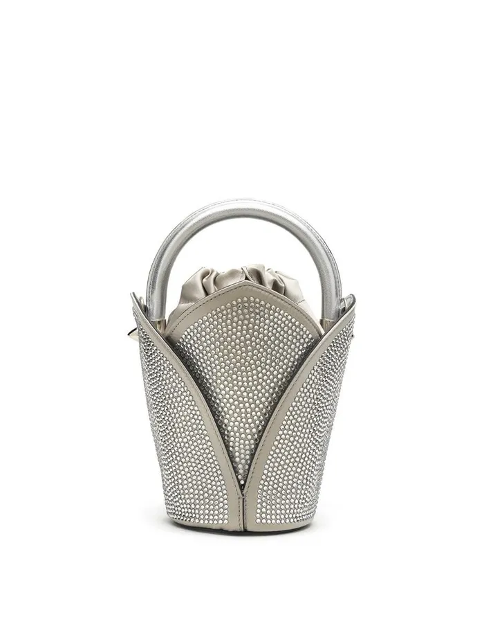 Women Handbags Oscar De La Renta Crystal Pav Tulipan Nano Bag Light Grey