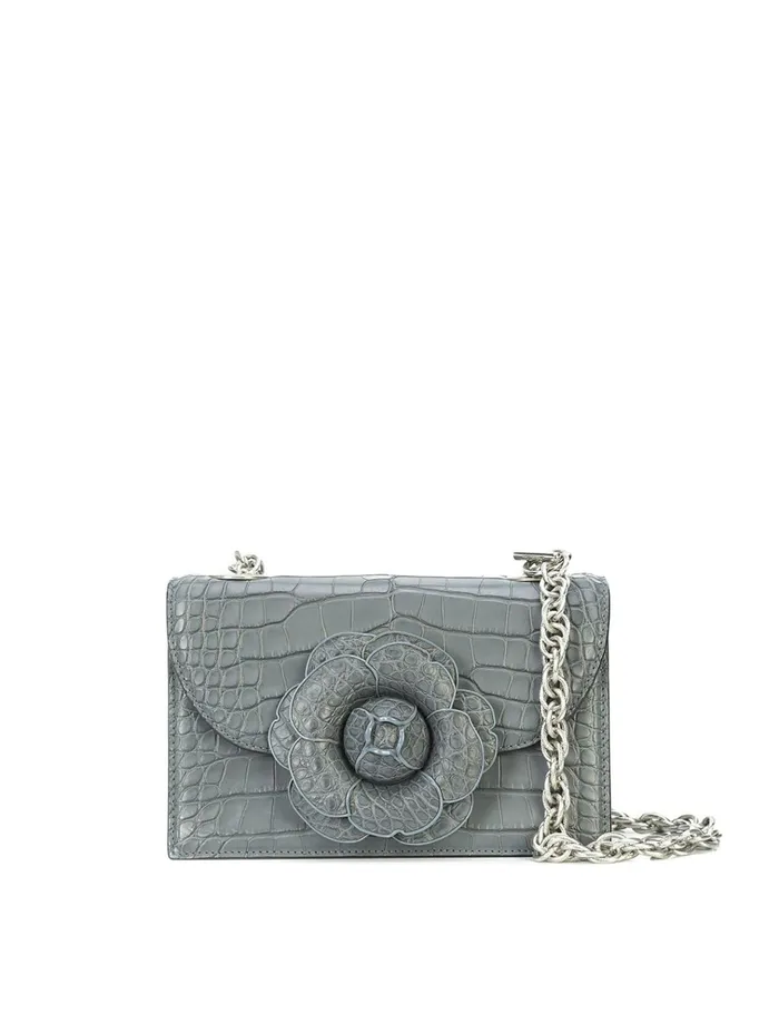 Women Handbags Oscar De La Renta Grey Alligator TRO Bag Grey