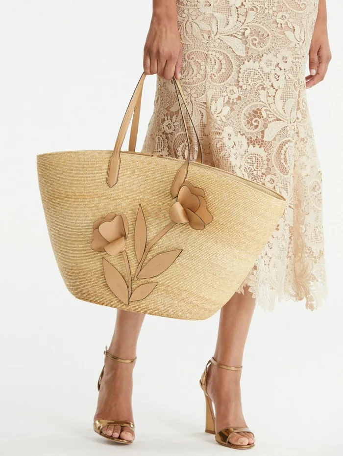 Women Handbags Oscar De La Renta Large Tulip Raffia Tote Natural Women Handbags Oscar De La Renta Large Tulip Raffia Tote Natural
