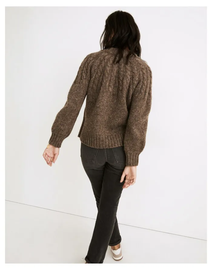 Women Harwood Cableknit Mockneck Cardigan Sweater Heather Otter Madewell Sweaters Women Harwood Cableknit Mockneck Cardigan Sweater Heather Otter Madewell Sweaters