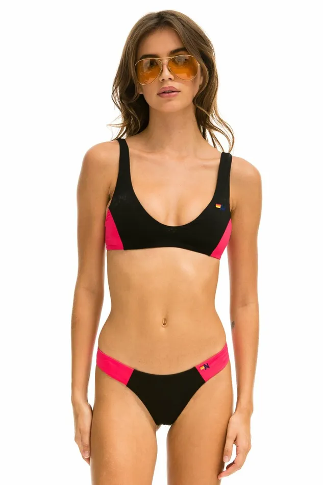 Women HICUT COLOR BLOCK CHEEKY BIKINI BOTTOMS 8211 BLACK RED Aviator Nation