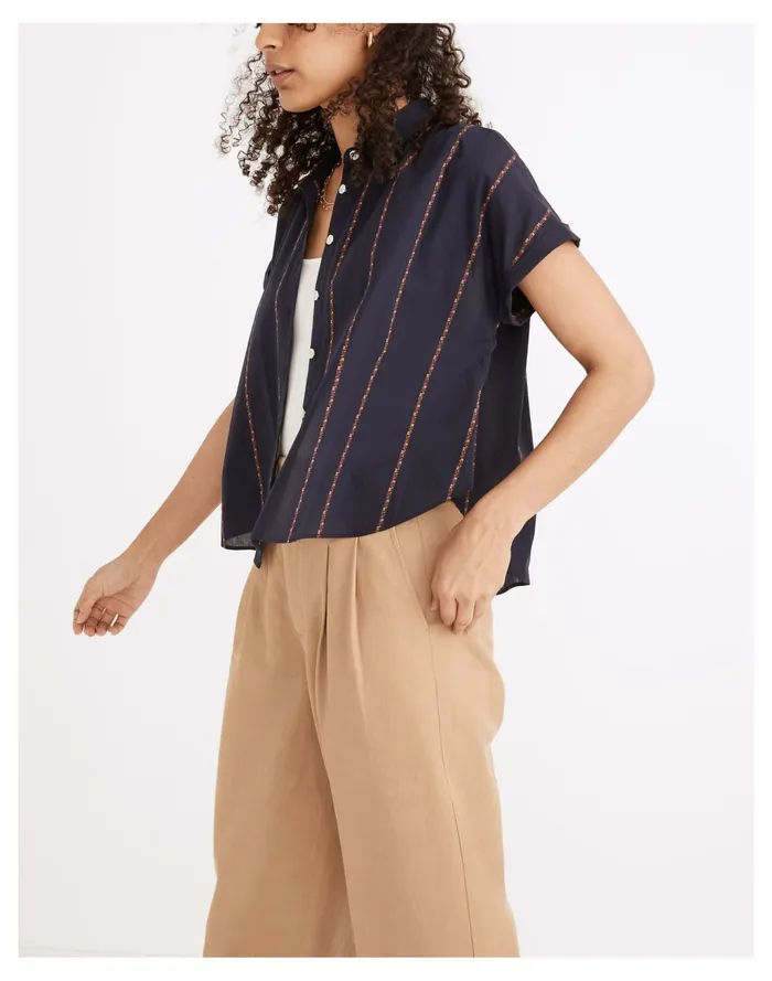 Women Hilltop Shirt In Jacquard Stripe Floral Dobby Madewell Tops and Shirts Women Hilltop Shirt In Jacquard Stripe Floral Dobby Madewell Tops and Shirts