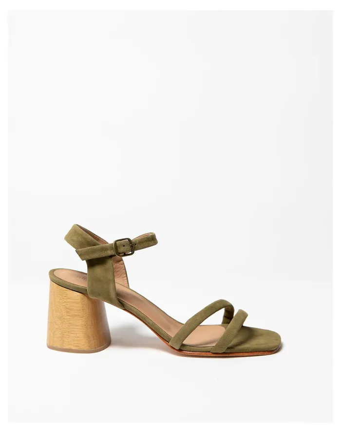 Women HUMA BLANCO Suede Nadia Sandals Olive Madewell Heels