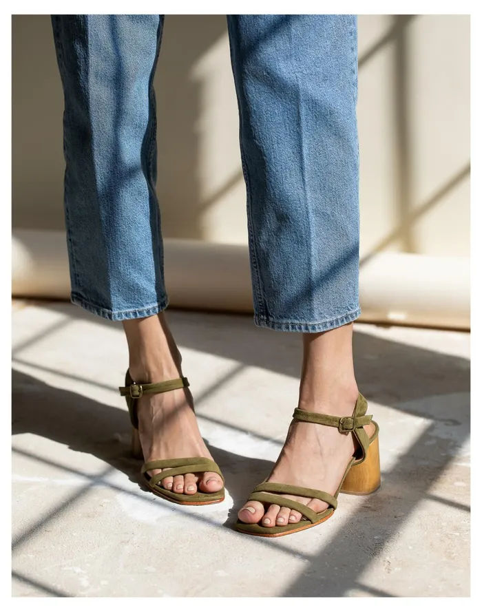 Women HUMA BLANCO Suede Nadia Sandals Olive Madewell Heels Women HUMA BLANCO Suede Nadia Sandals Olive Madewell Heels