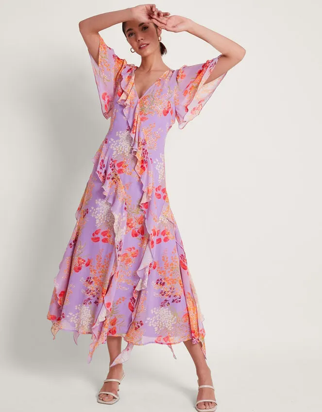 Women Imogen Ruffle Dress Purple Monsoon Dresses