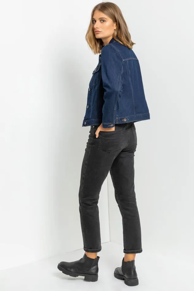 Women Indigo Classic Cotton Denim Jacket Roman Jackets