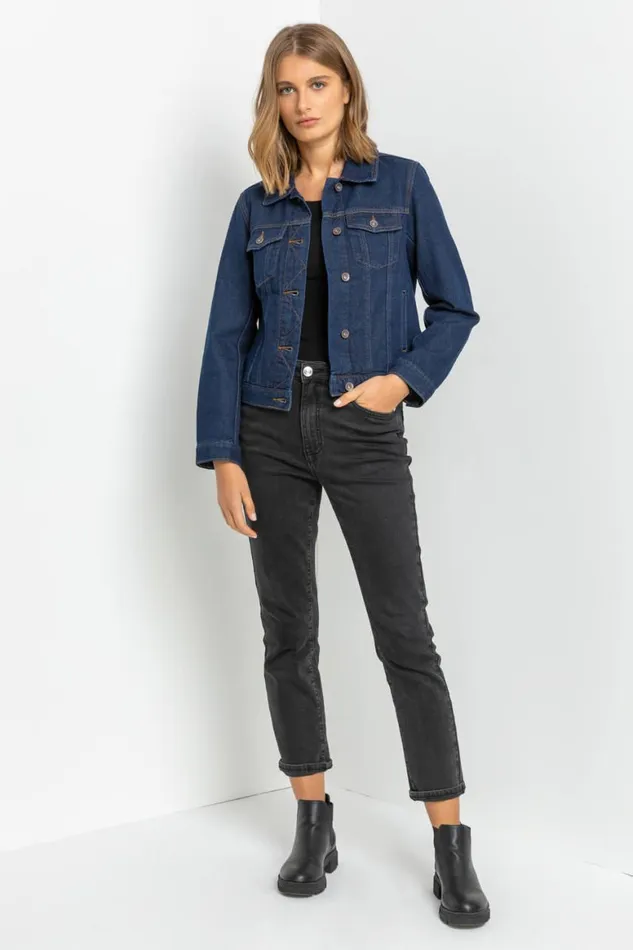Women Indigo Classic Cotton Denim Jacket Roman Jackets