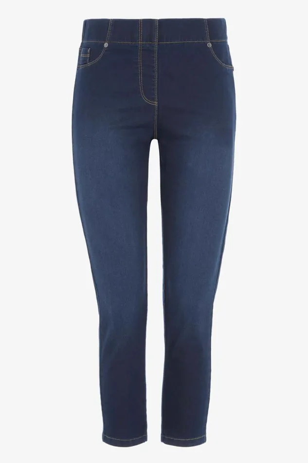 Women Indigo Elastic Waist Cropped Denim Jegging Roman Coords