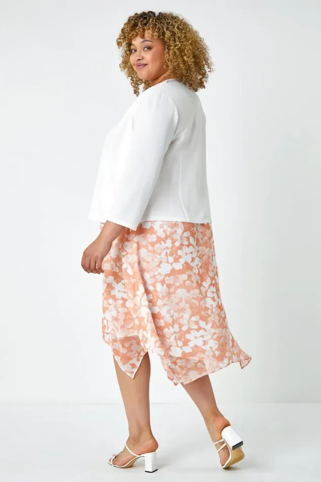 Women Ivory Curve Cropped Crepe Jacket Roman Jackets