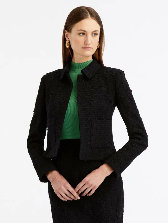 Women Jackets and Coats Oscar De La Renta Boucle Tweed Jacket Black