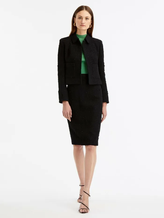 Women Jackets and Coats Oscar De La Renta Boucle Tweed Jacket Black Women Jackets and Coats Oscar De La Renta Boucle Tweed Jacket Black
