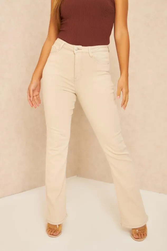 Women Jeans Beige Coupe Flare Beige Brentiny Paris Jeans