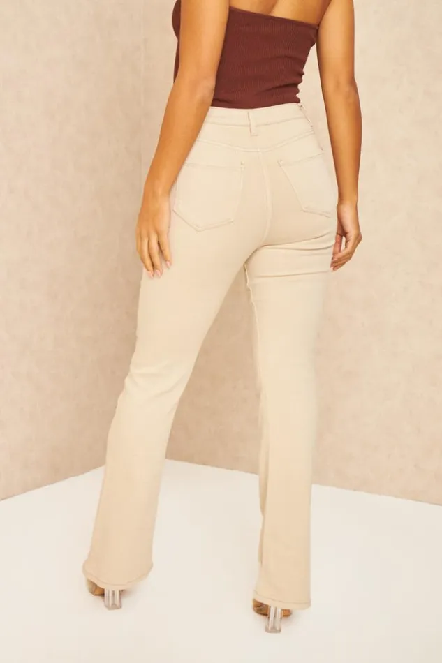 Women Jeans Beige Coupe Flare Beige Brentiny Paris Jeans