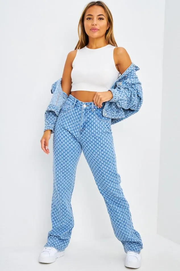Women Jeans Droit Bleu Trous Blue Brentiny Paris Jeans