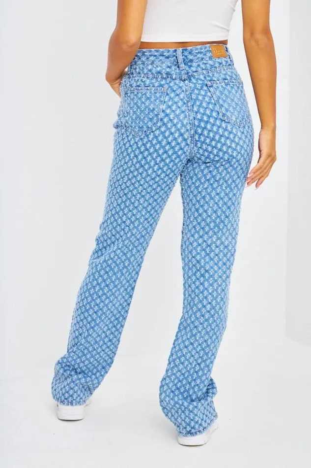 Women Jeans Droit Bleu Trous Blue Brentiny Paris Jeans