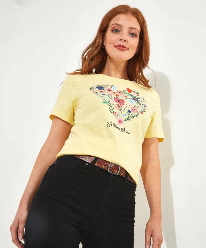 Women Joe Browns All The Love Graphic Tee Lemon Women Joe Browns All The Love Graphic Tee Lemon