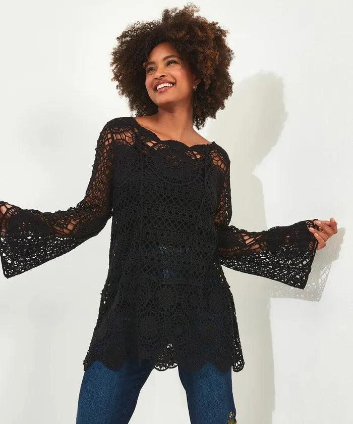 Women Joe Browns Beautifully Boho Crochet Jumper Black