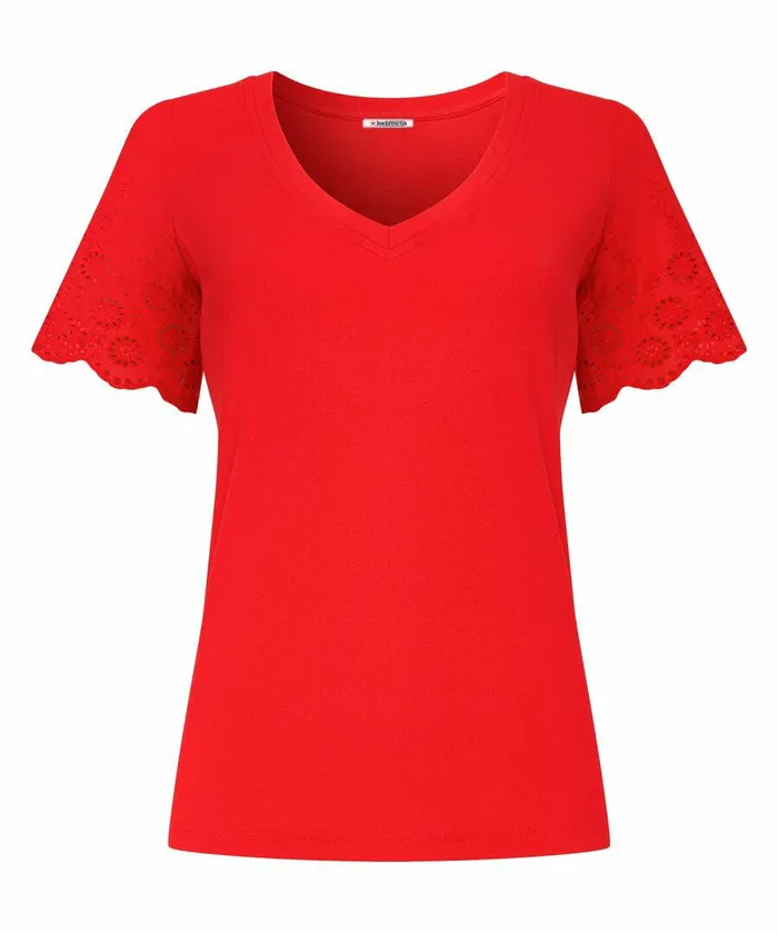 Women Joe Browns Broderie Sleeve Tee Whiteredlilac Women Joe Browns Broderie Sleeve Tee Whiteredlilac