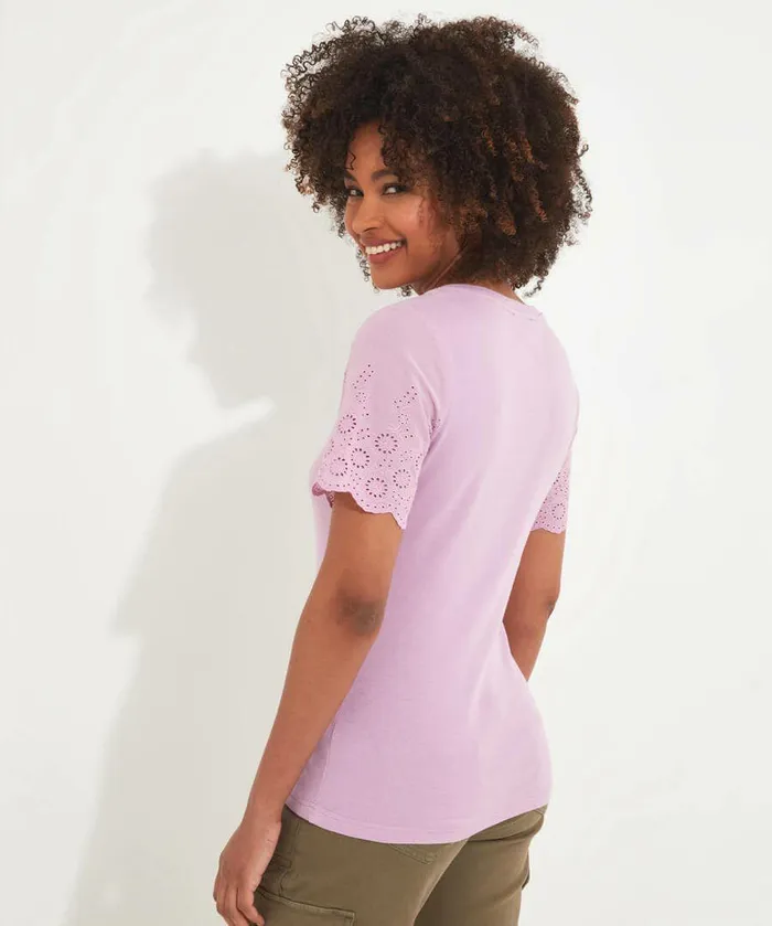 Women Joe Browns Broderie Sleeve Tee Whiteredlilac Women Joe Browns Broderie Sleeve Tee Whiteredlilac