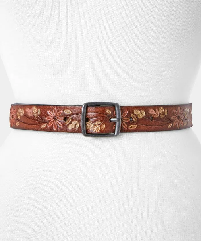 Women Joe Browns California Tooled Leather Belt Brownmulti