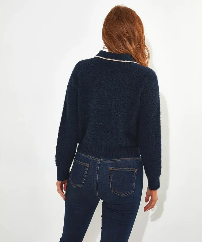 Women Joe Browns Celeste Collared Cardigan Navy Women Joe Browns Celeste Collared Cardigan Navy