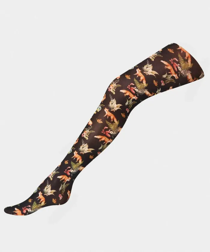 Women Joe Browns Enchanted Wood Printed Tights Black Multi